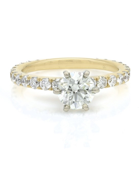Round Brilliant Cut Diamond Solitaire Ring in 18KY